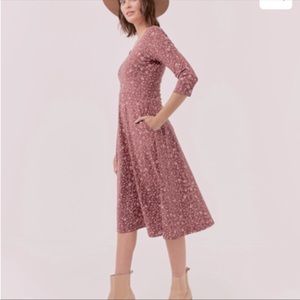 Pact Organic Fit and Flare MIDI Party Dress Western Floral size XS